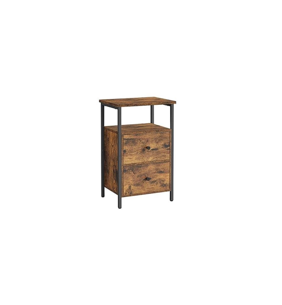 VASAGLE - Table de nuit avec 2 tiroirs 38 x 28 x 60 cm, Brun/Noir