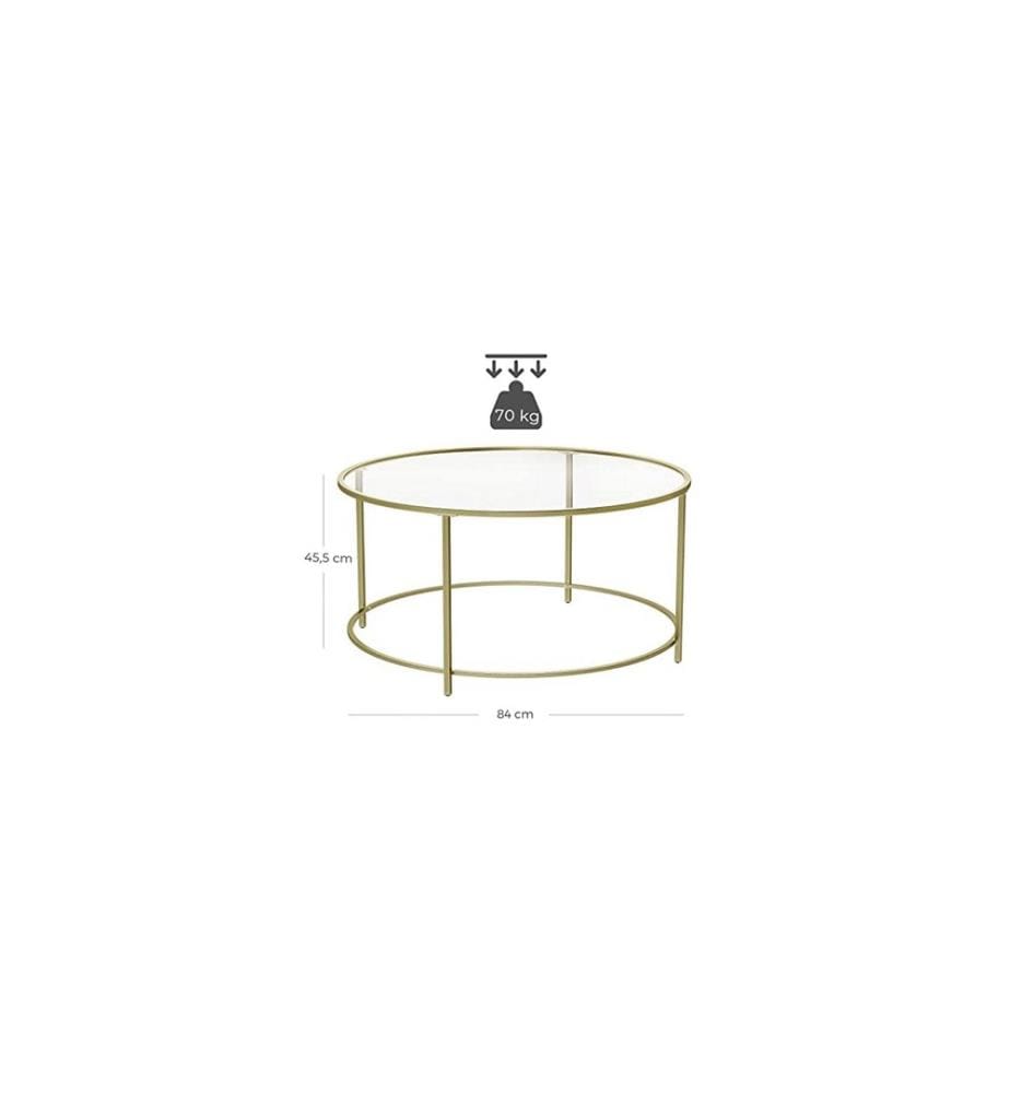 VASAGLE - Table basse 84 x 45,5 cm, Doré
