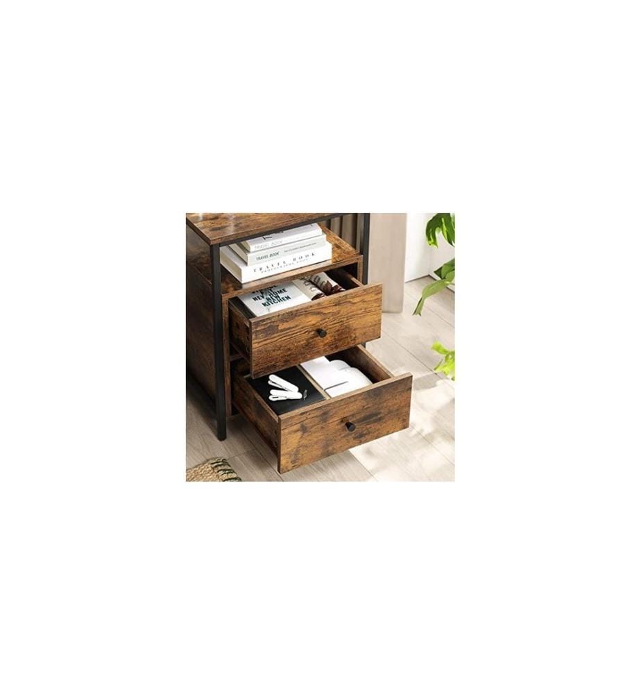 VASAGLE - Table de nuit avec 2 tiroirs 45 x 45 x 60 cm, Brun/Noir