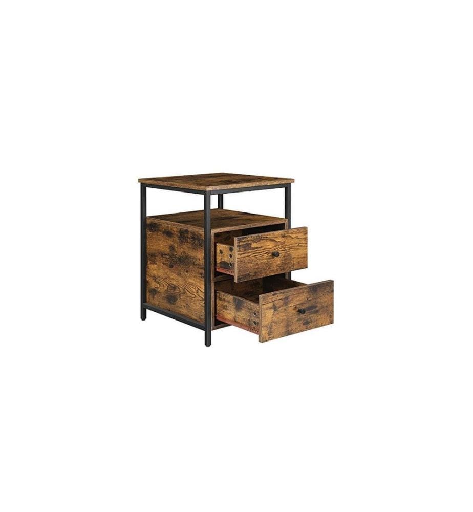 VASAGLE - Table de nuit avec 2 tiroirs 45 x 45 x 60 cm, Brun/Noir