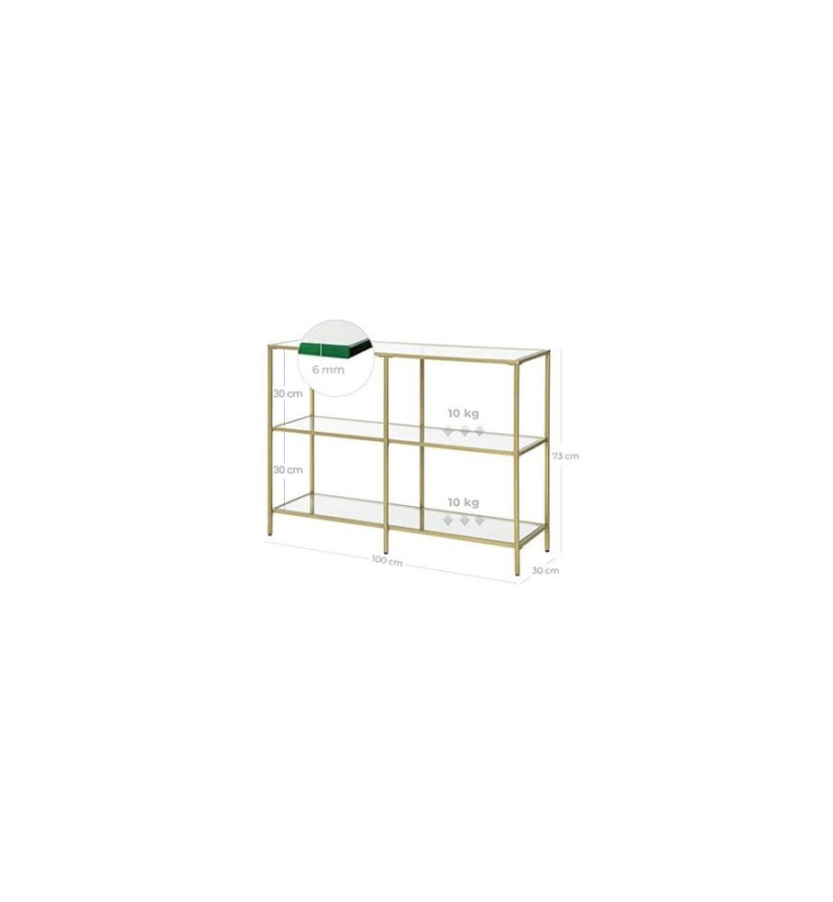 VASAGLE - Table console 100 x 30 x 73 cm, Doré