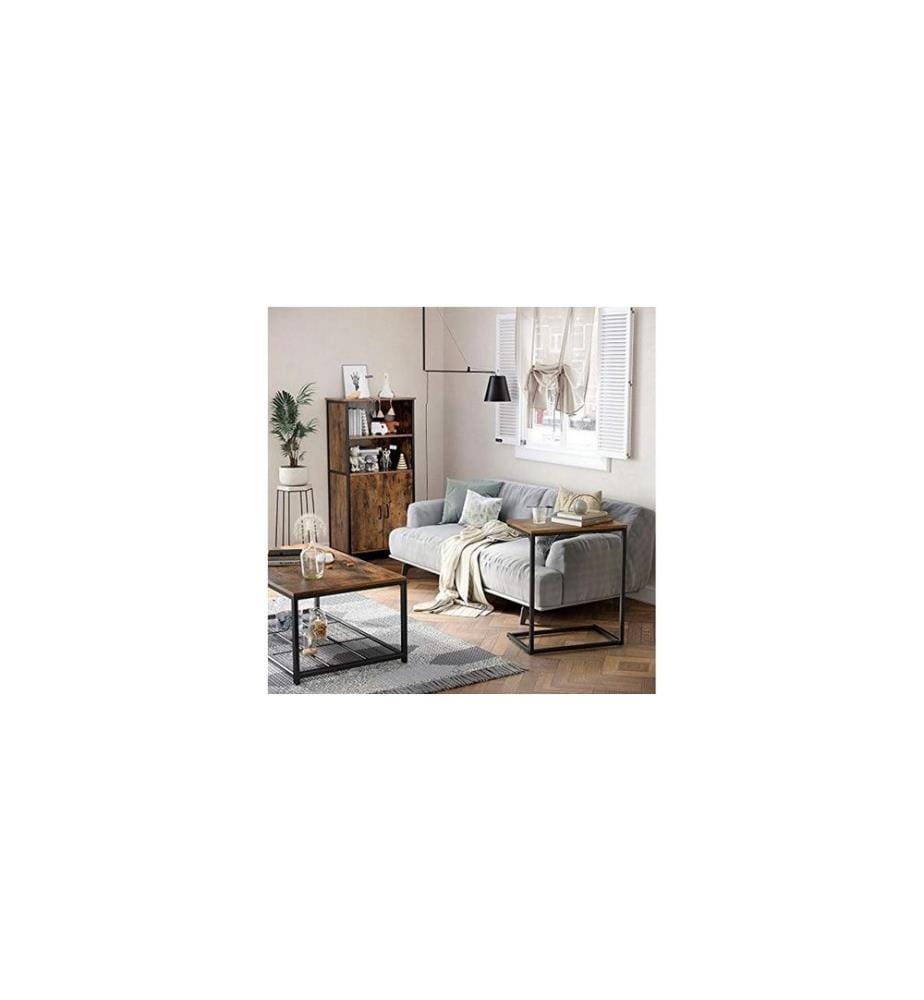 VASAGLE - Table d'appoint 55 x 35 x 66 cm, Brun/Noir