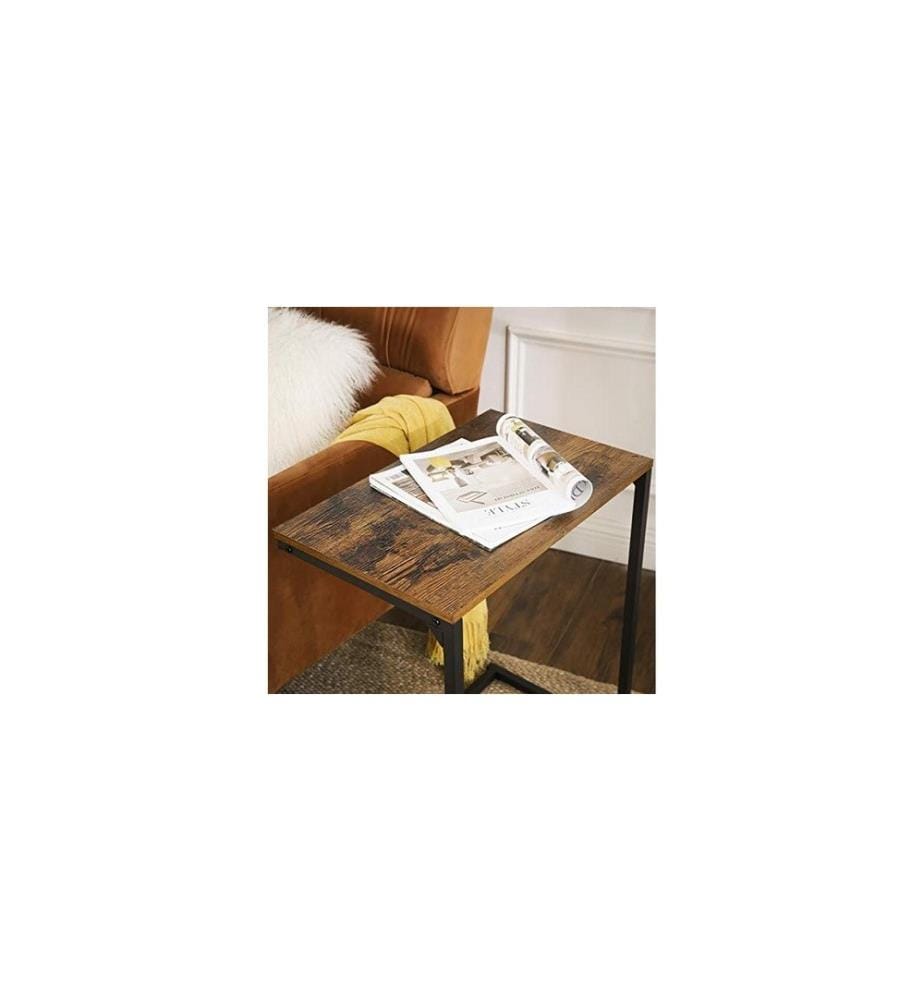 VASAGLE - Table d'appoint 55 x 35 x 66 cm, Brun/Noir