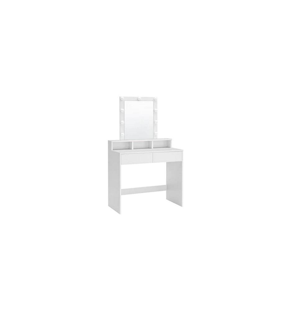 VASAGLE - Coiffeuse avec miroir Blanc