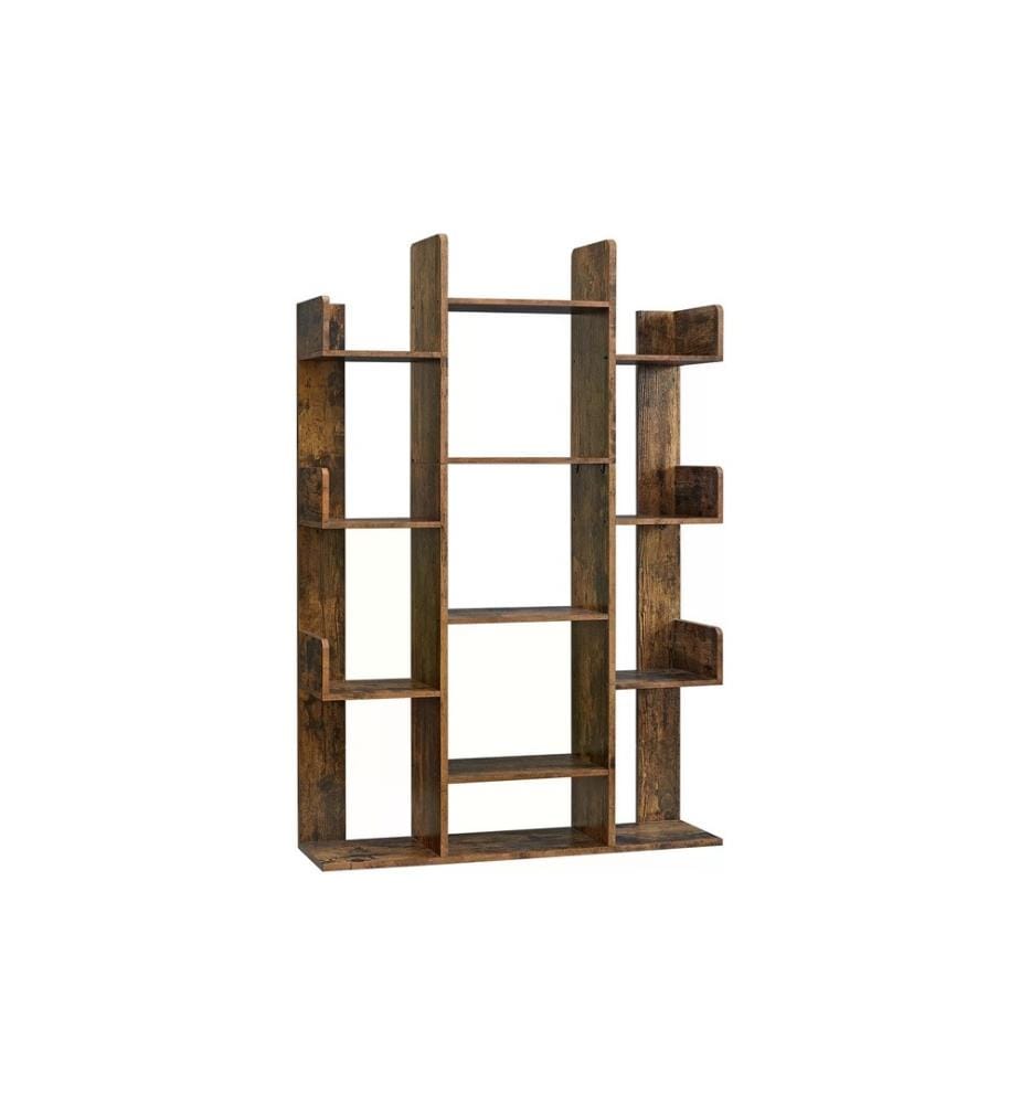 VASAGLE - Regal mit 13 Ablagen 86 x 25 x 140 cm, Braun