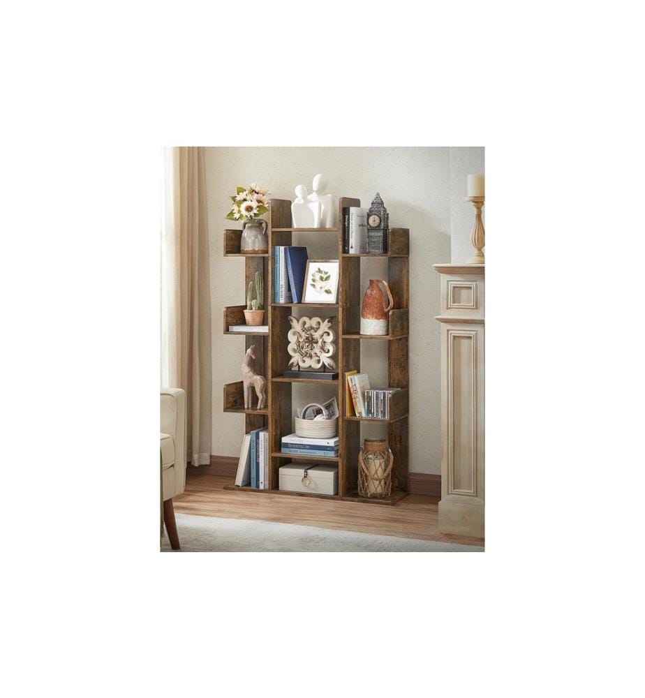 VASAGLE - Regal mit 13 Ablagen 86 x 25 x 140 cm, Braun