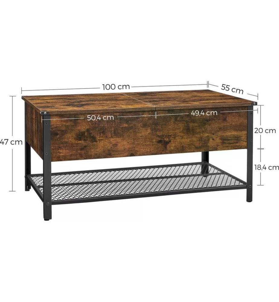 VASAGLE - Table basse avec plateau rabattable 100 x 55 x 47 cm