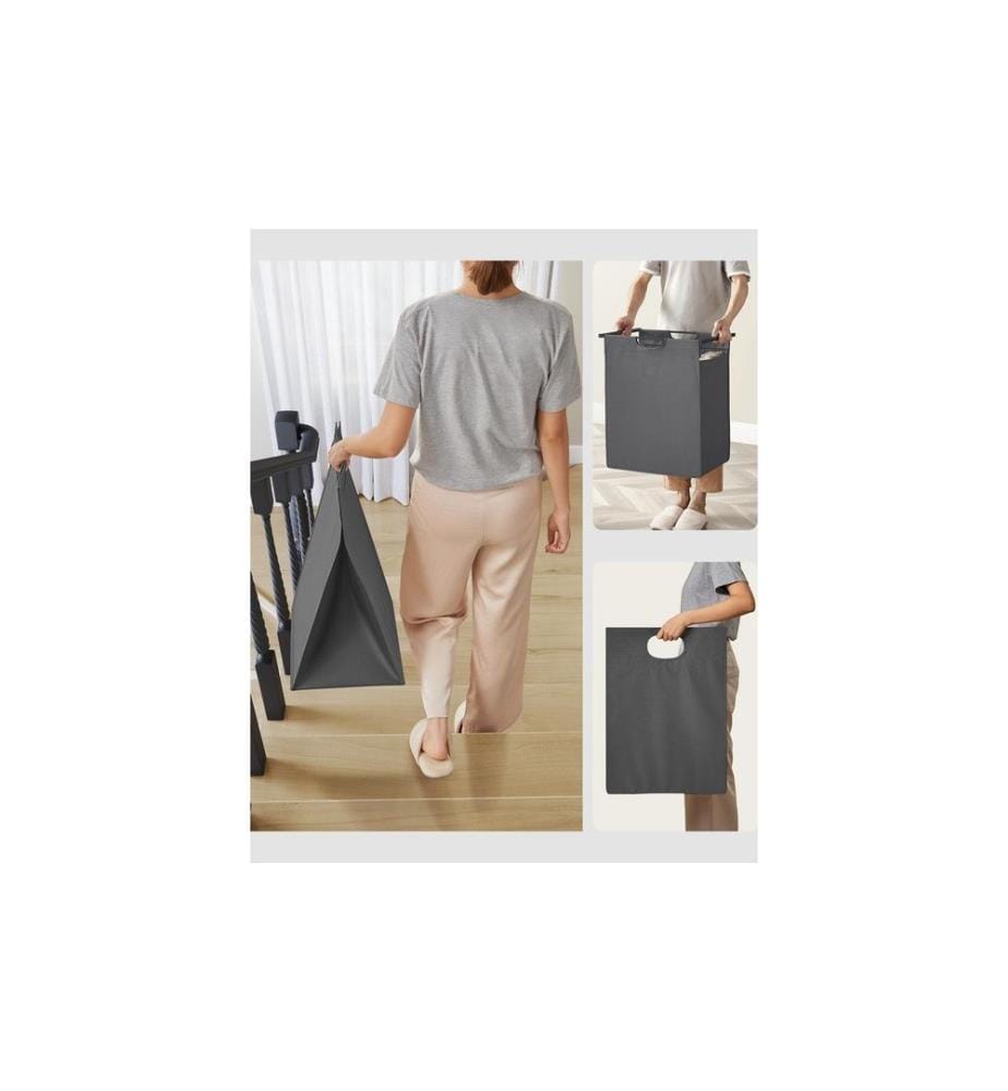 VASAGLE - Corbeille à linge avec tablette 65 l, Gris
