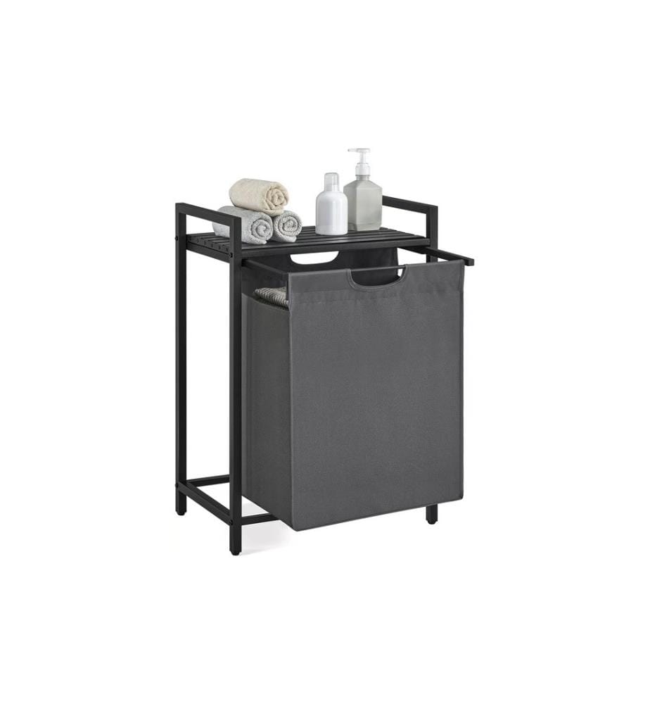 VASAGLE - Corbeille à linge avec tablette 65 l, Gris