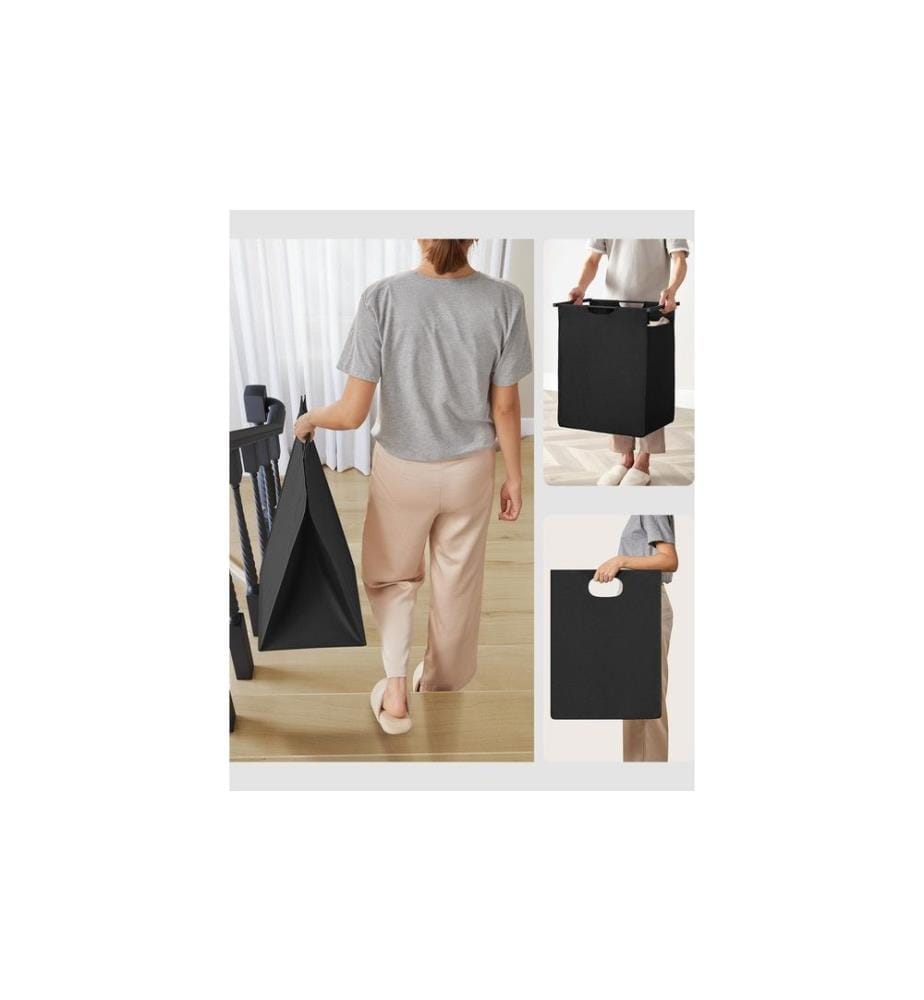 VASAGLE - Corbeille à linge avec tablette 65 l, Noir
