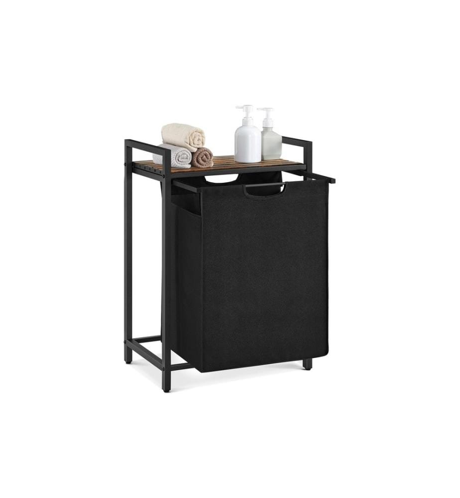 VASAGLE - Corbeille à linge avec tablette 65 l, Noir