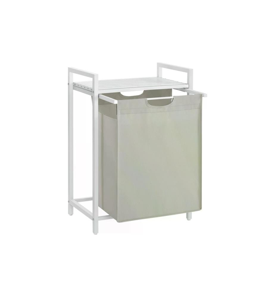 VASAGLE - Corbeille à linge avec tablette 65 l, Blanc