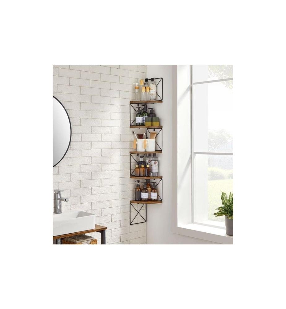 VASAGLE - Regal mit 5 Ablagen 20 x 127.5 cm, Braun/Schwarz