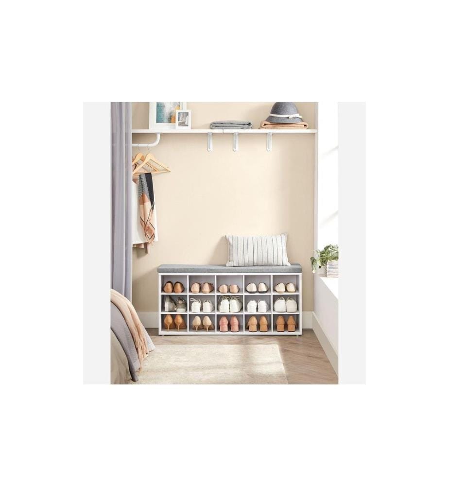 VASAGLE - Armoire à chaussures avec rembourrage 105 x 48 cm, Blanc