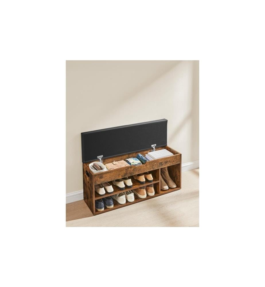 VASAGLE - Coffre-siège avec 3 compartiments 100 x 44 x 30 cm, Brun