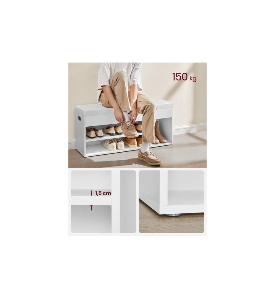 VASAGLE - Banc avec rembourrage 100 x 44 cm, Blanc