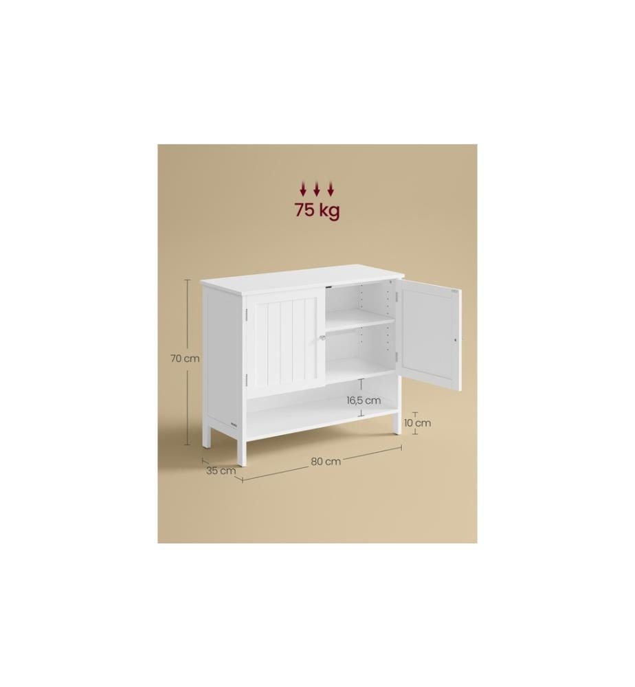 VASAGLE - Armoire à chaussures Style maison de campagne 80 x 70 cm, Blanc