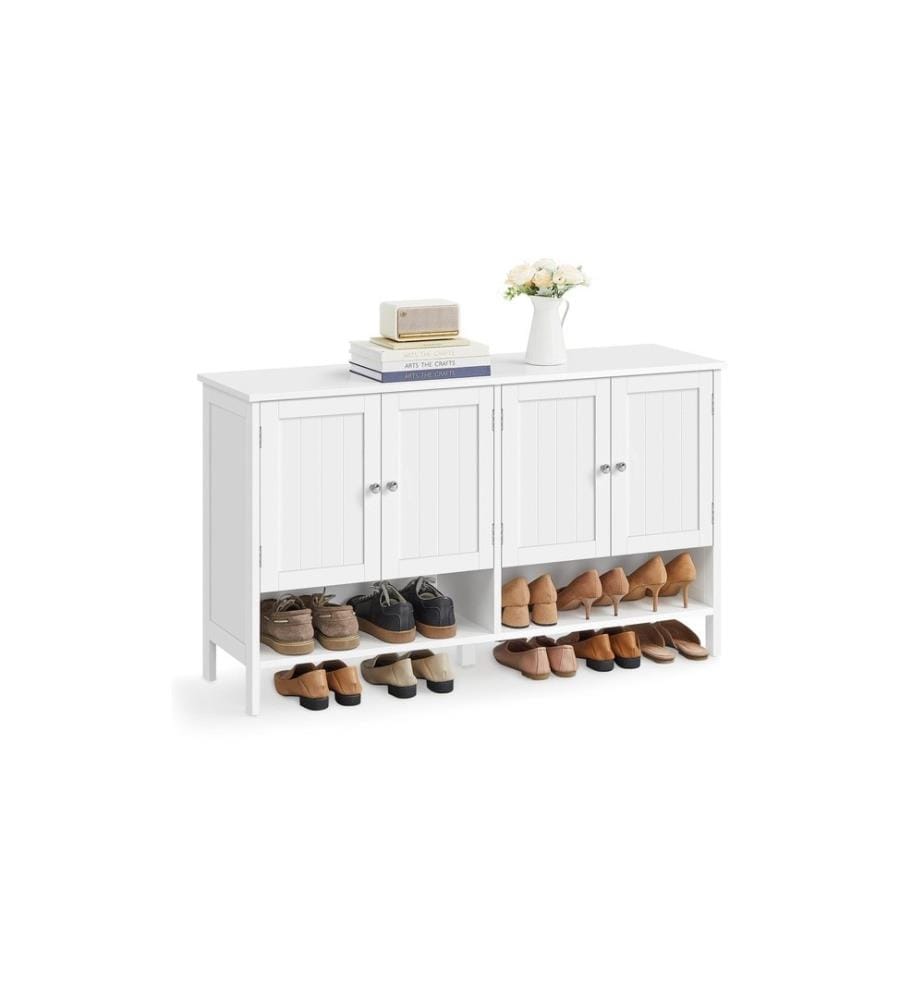 VASAGLE - Armoire à chaussures Style maison de campagne 120 x 70 cm, Blanc