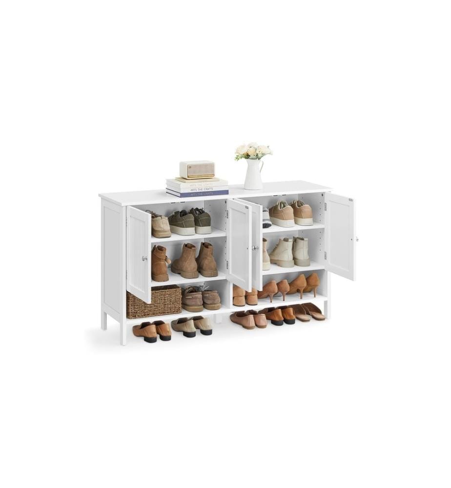 VASAGLE - Armoire à chaussures Style maison de campagne 120 x 70 cm, Blanc