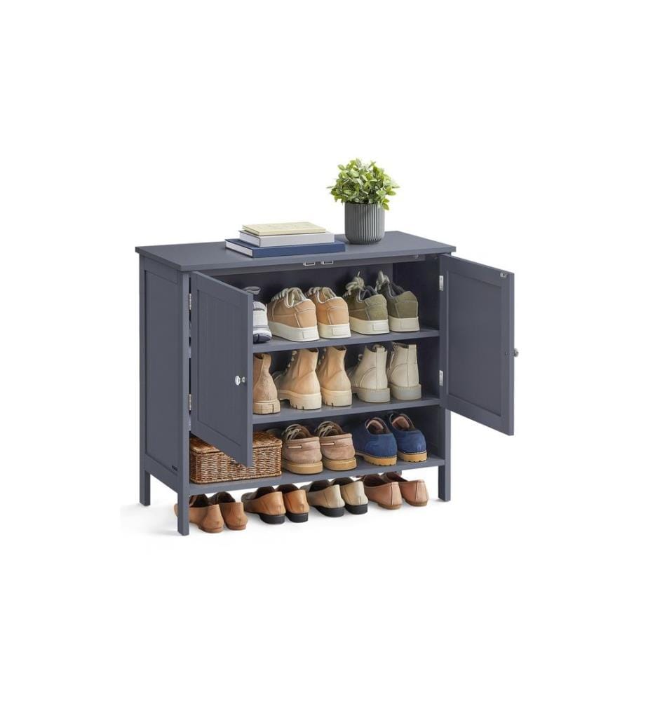 VASAGLE - Armoire à chaussures Style maison de campagne 80 x 70 cm, Gris