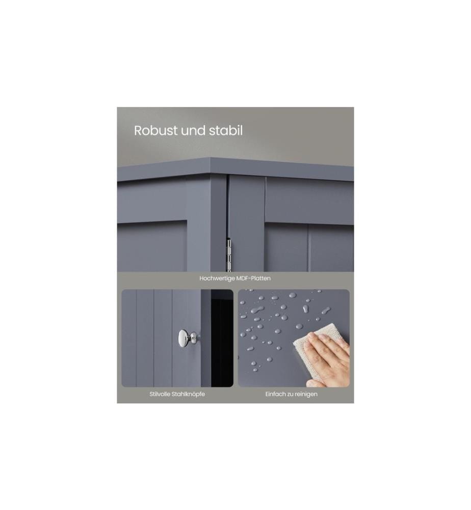 VASAGLE - Armoire à chaussures Style maison de campagne 80 x 70 cm, Gris
