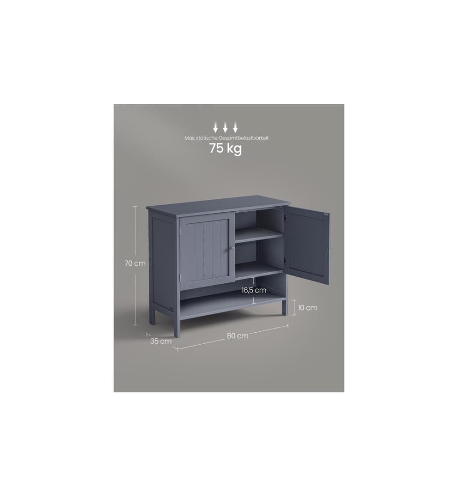 VASAGLE - Armoire à chaussures Style maison de campagne 80 x 70 cm, Gris