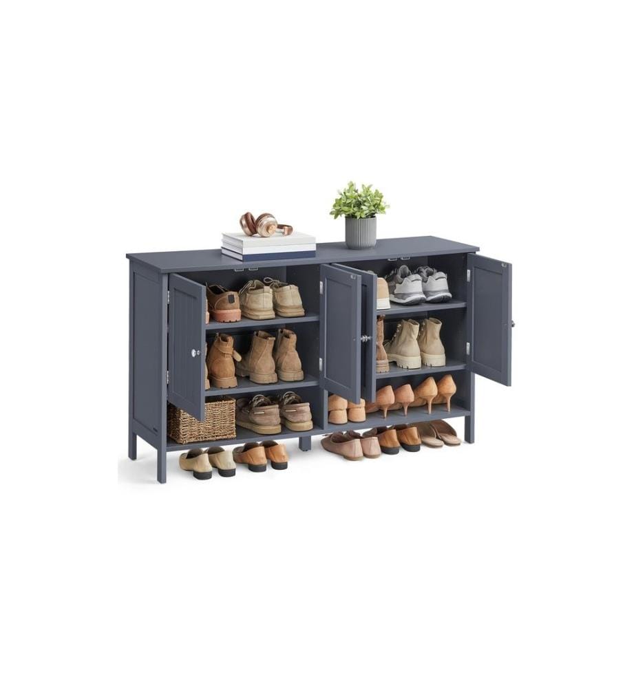 VASAGLE - Armoire à chaussures Style maison de campagne 120 x 70 cm, Gris