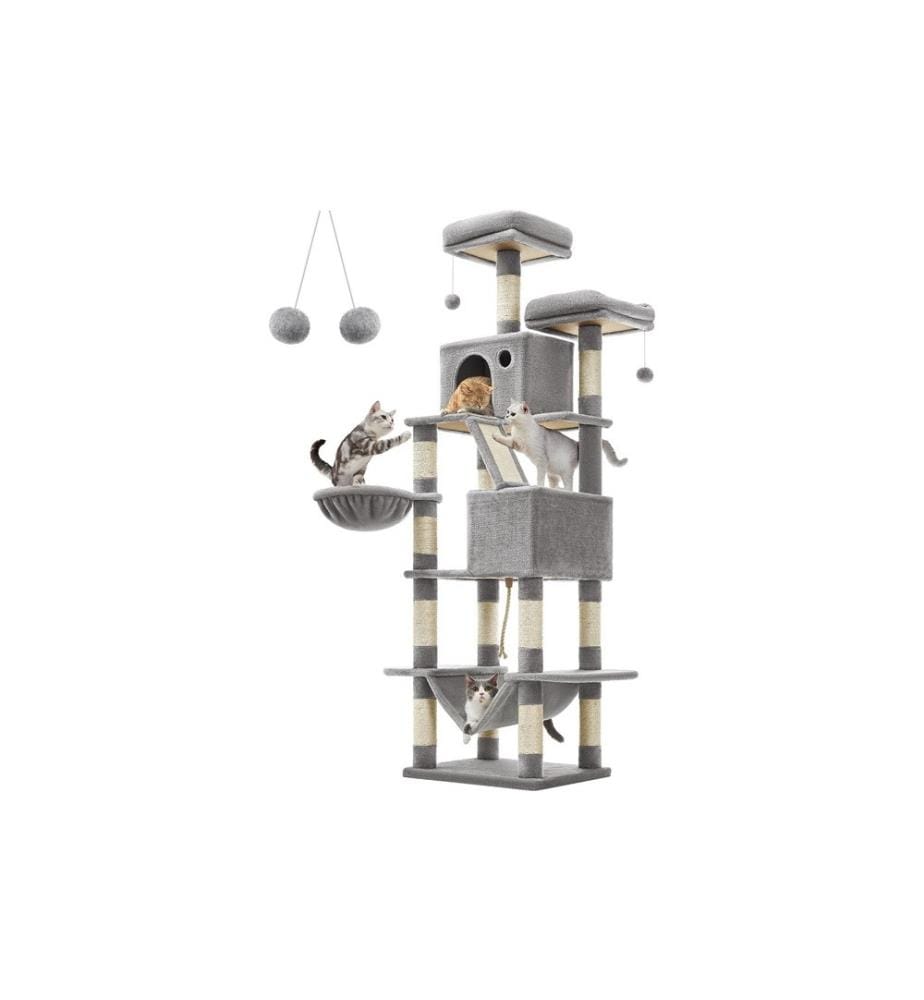 Feandrea - Arbre à chat XXL 206 cm, Gris/Beige