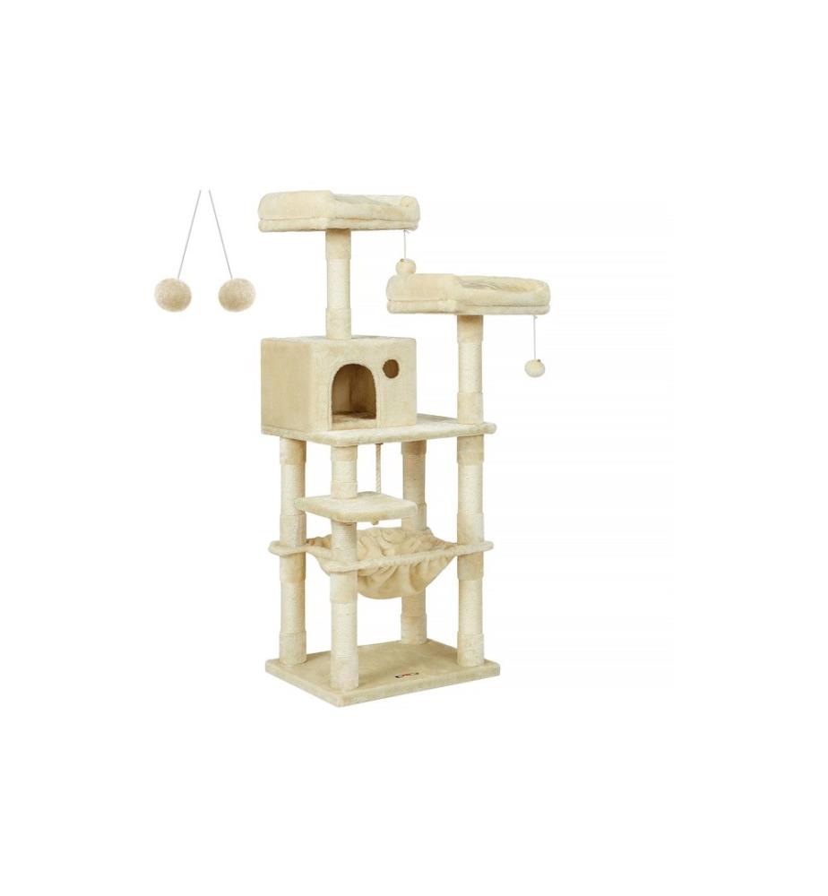 Feandrea - Arbre à chat avec hamac 143 cm, beige