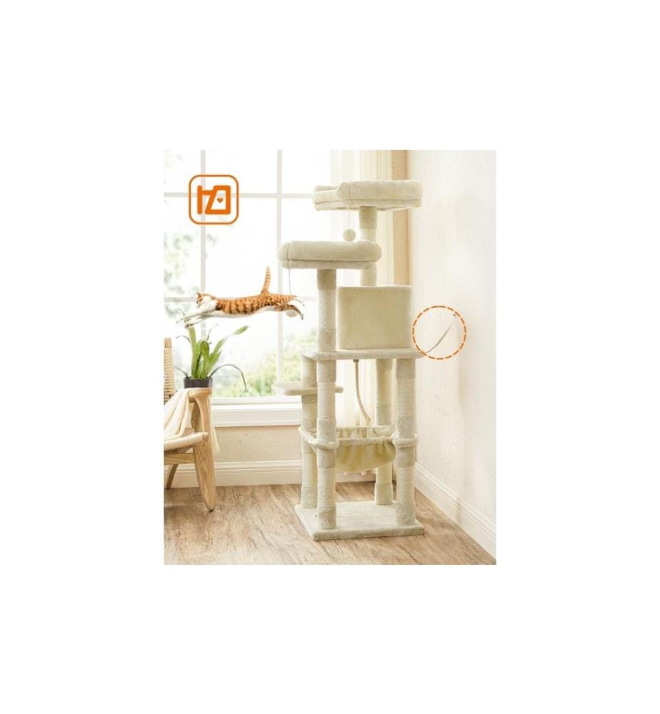 Feandrea - Arbre à chat avec hamac 143 cm, beige