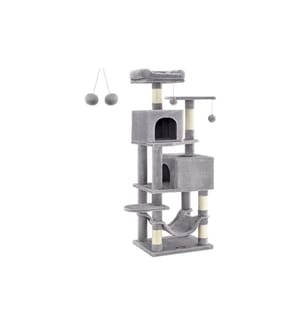 Feandrea - Arbre à chat avec 2 cavités 155 cm, Gris/Beige