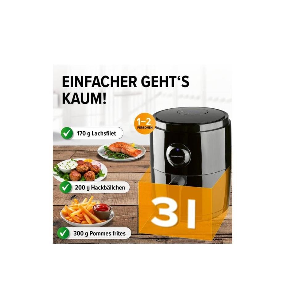 GOURMETMAXX - Friteuse à air chaud Digital 0.5 kg, Noir