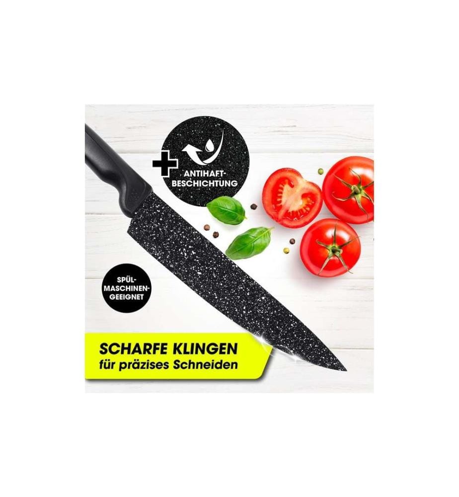 GOURMETMAXX - Set de couteaux avec éplucheur 6 pièces, Noir