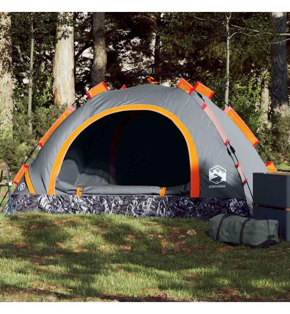 Campingzelt 2 Personen Grau und Orange Quick Release