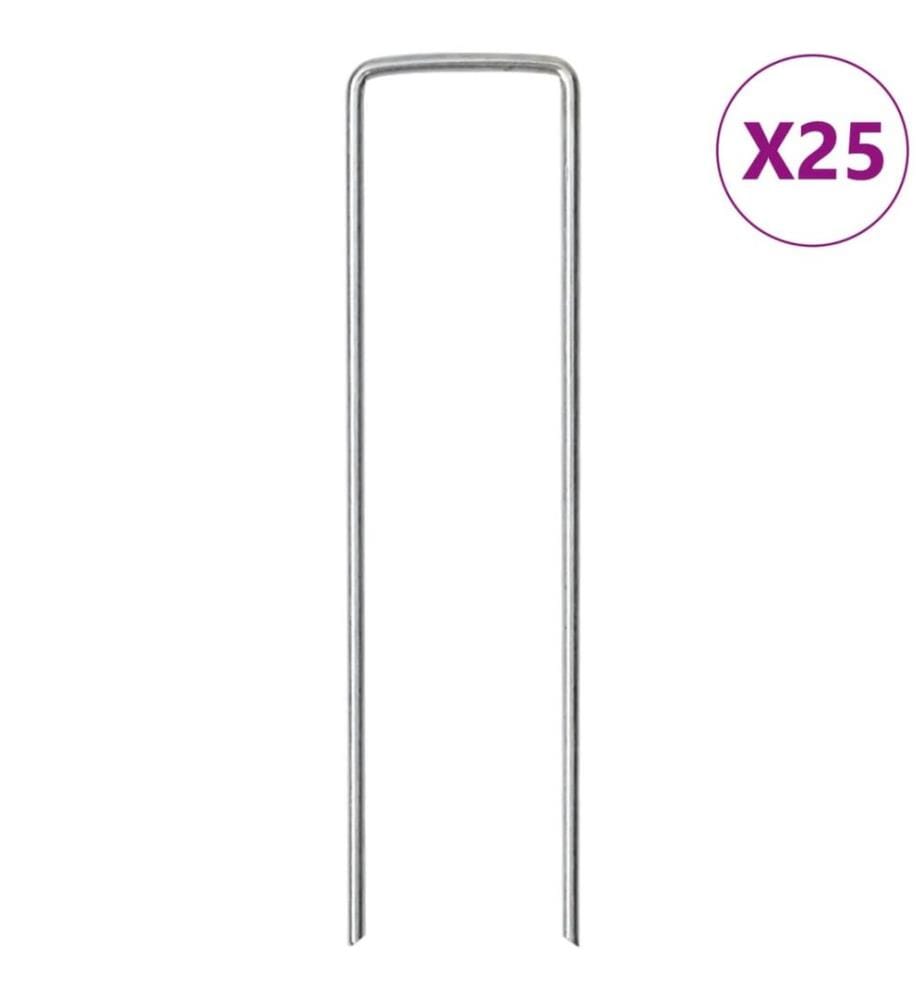 Bodenanker U-Form 25 Stk. 15x3,5 cm Verzinkter Stahl