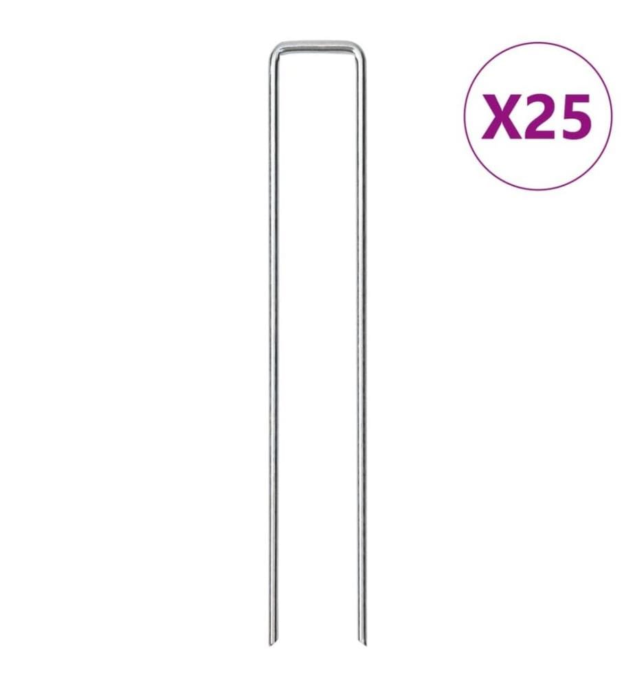 Bodenanker 25 Stk. U-Form 20x3,5 cm Verzinkter Stahl