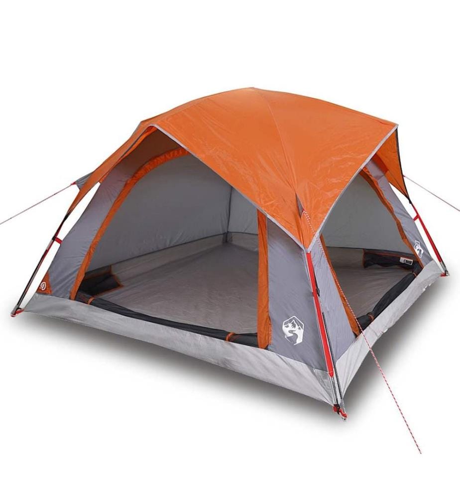 Campingzelt 4 Personen Grau und Orange Wasserdicht