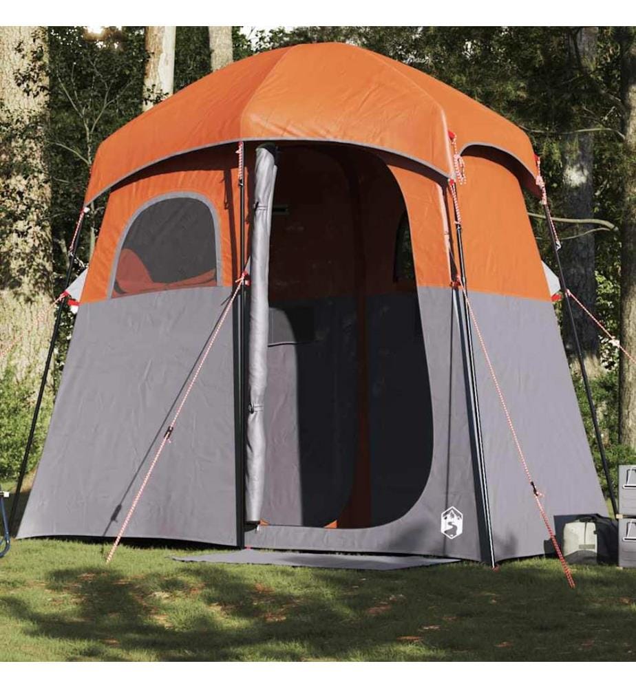 Tente de douche 2 personnes gris et orange imperméable
