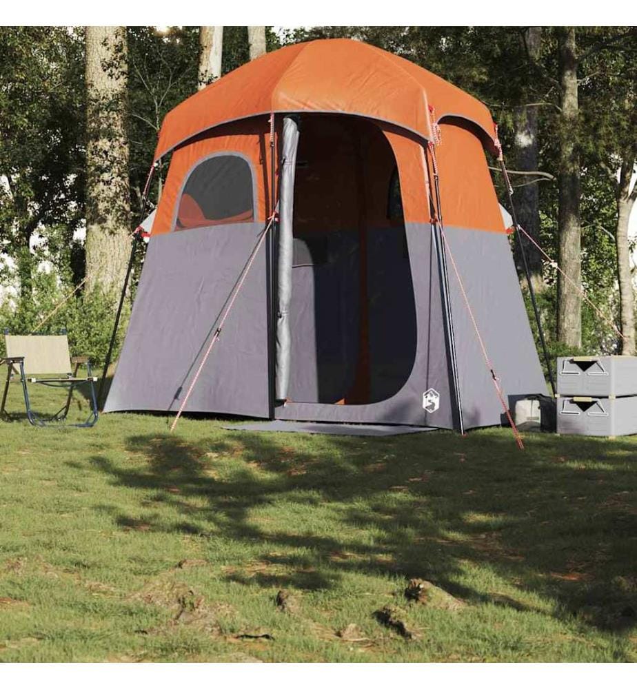 Tente de douche 2 personnes gris et orange imperméable
