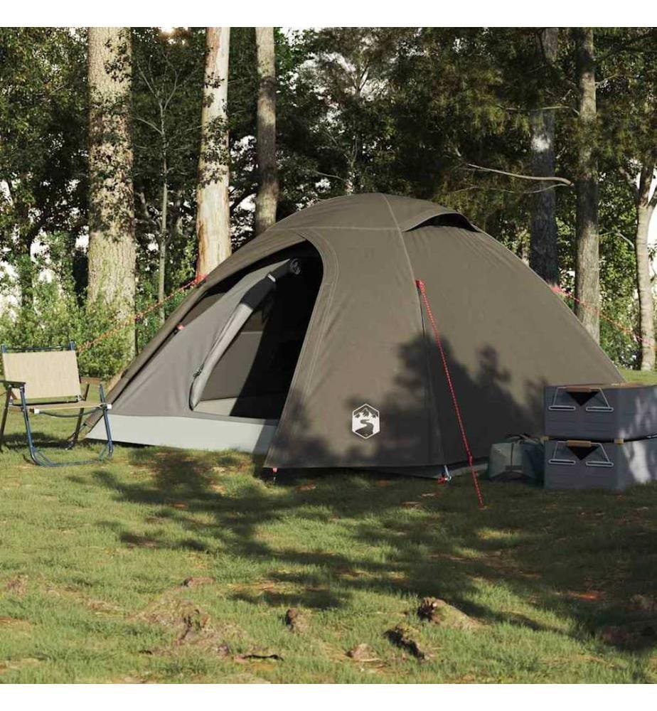 Tente de camping à dôme 3 personne marron imperméable