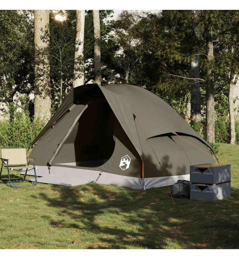 Tente de camping à dôme 4 personnes marron imperméable