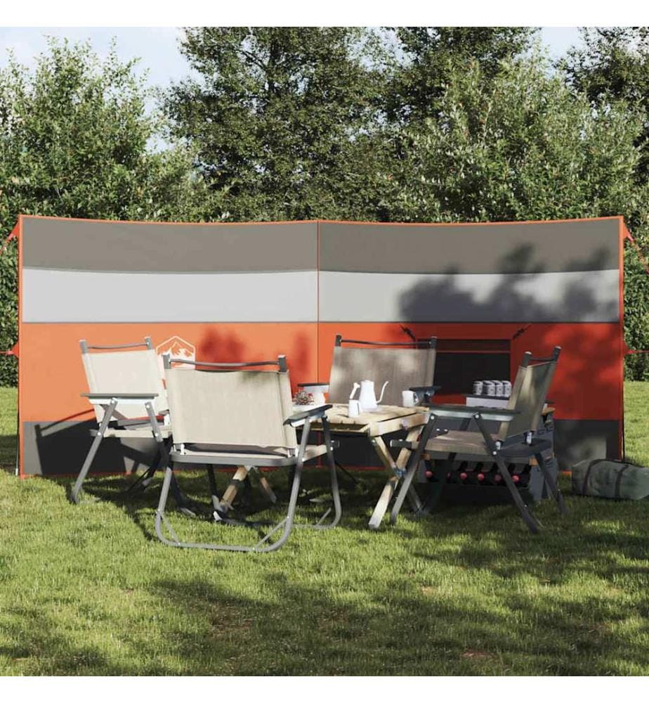 Camping-Windschutz Grau und Orange 340x130 cm Wasserdicht