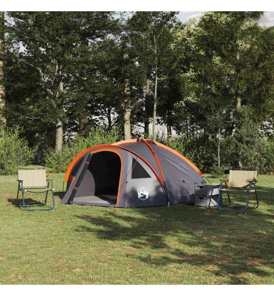 Campingzelt Grau und Orange 308 x 268 x 130 cm Polyester
