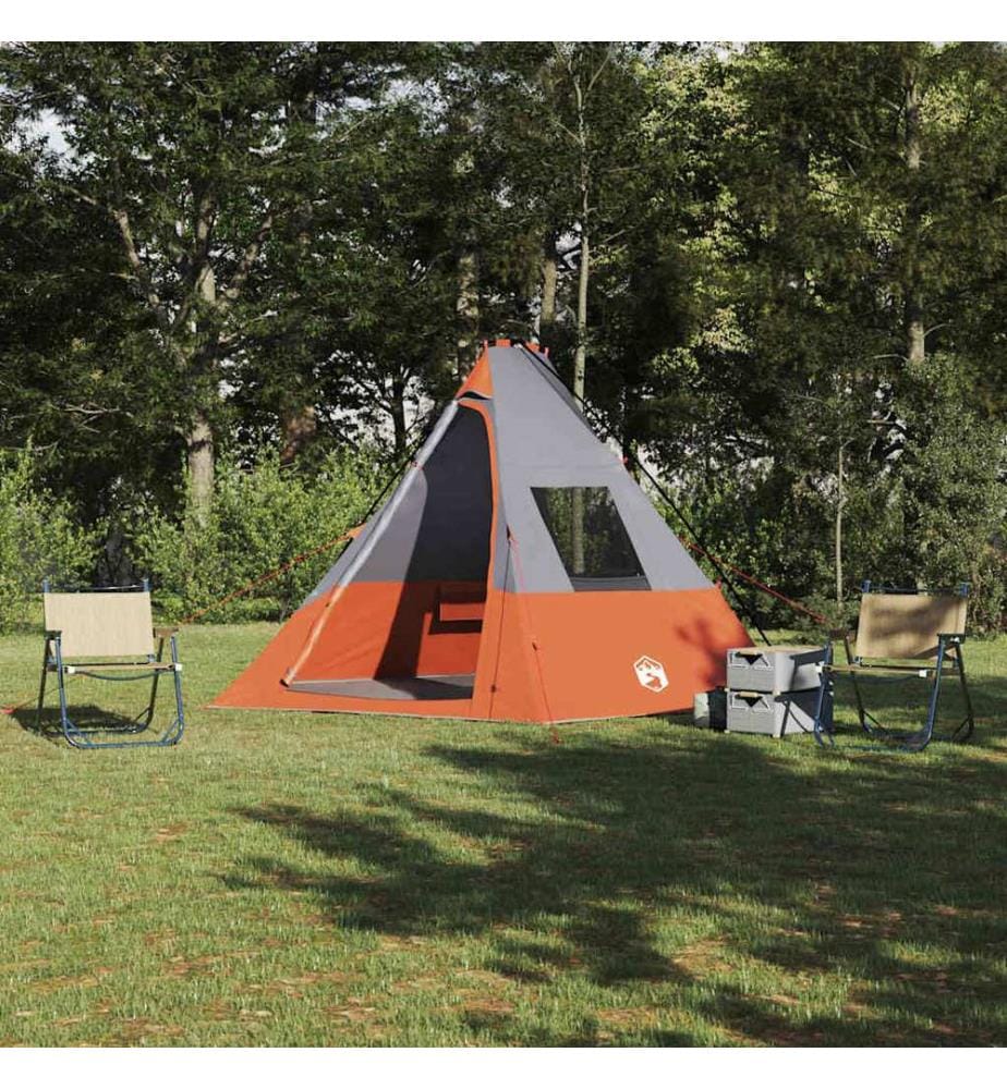 Tipi Zelt mit Dach Grau und Orange 383 x 338 x 217 cm Taft