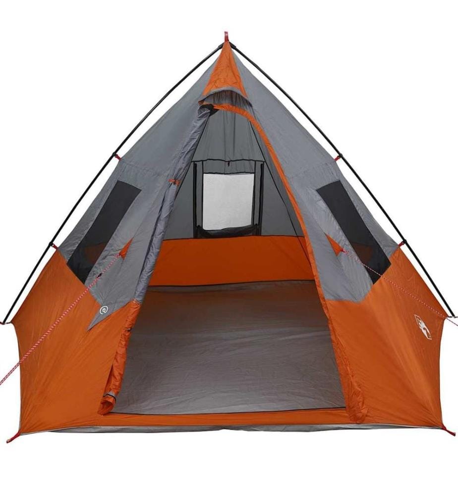 Tipi Zelt mit Dach Grau und Orange 383 x 338 x 217 cm Taft