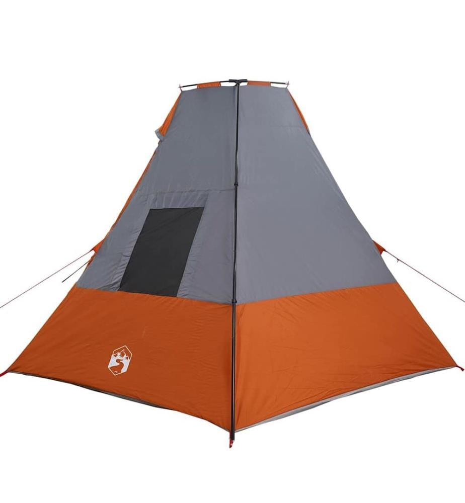 Tipi Zelt mit Dach Grau und Orange 383 x 338 x 217 cm Taft