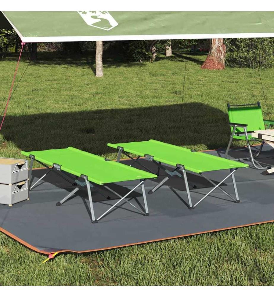 Lit de camping pliant 2 pcs Vert 194 x 62,5 x 42,5 cm