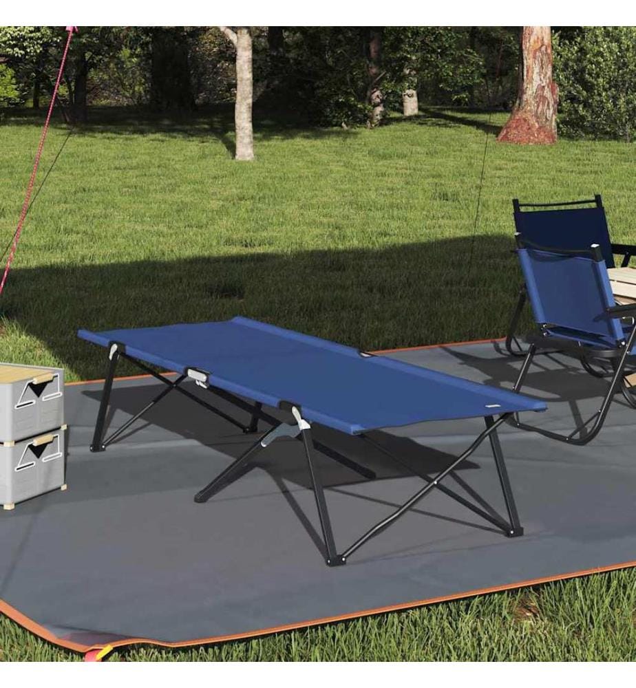 Lit de camping pliant 2 pcs Bleu 206 x 76 x 74 cm