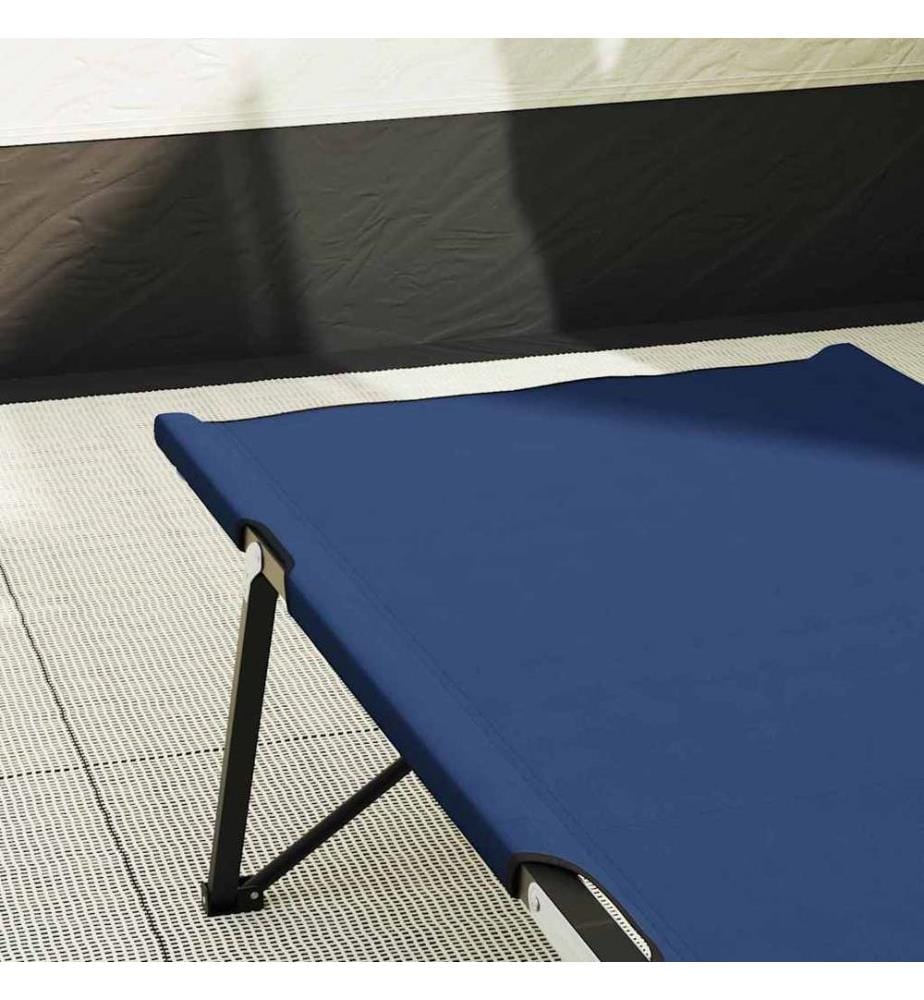 Lit de camping pliant 2 pcs Bleu 206 x 76 x 74 cm