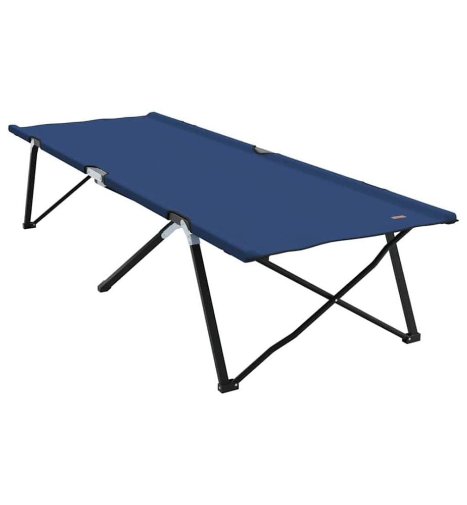 Lit de camping pliant 2 pcs Bleu 206 x 76 x 74 cm